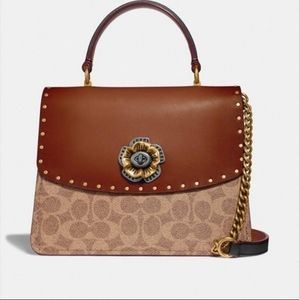 NWT authentic Coach Parker Top handle tea rose with signature canvas